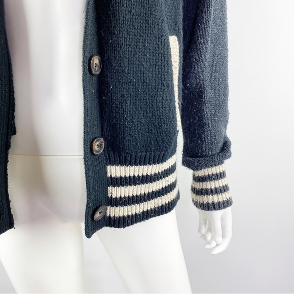 Madewell Size M Navy Blue Knit Button Down Sweater Varsity Jacket Cardigan - Picture 9 of 11